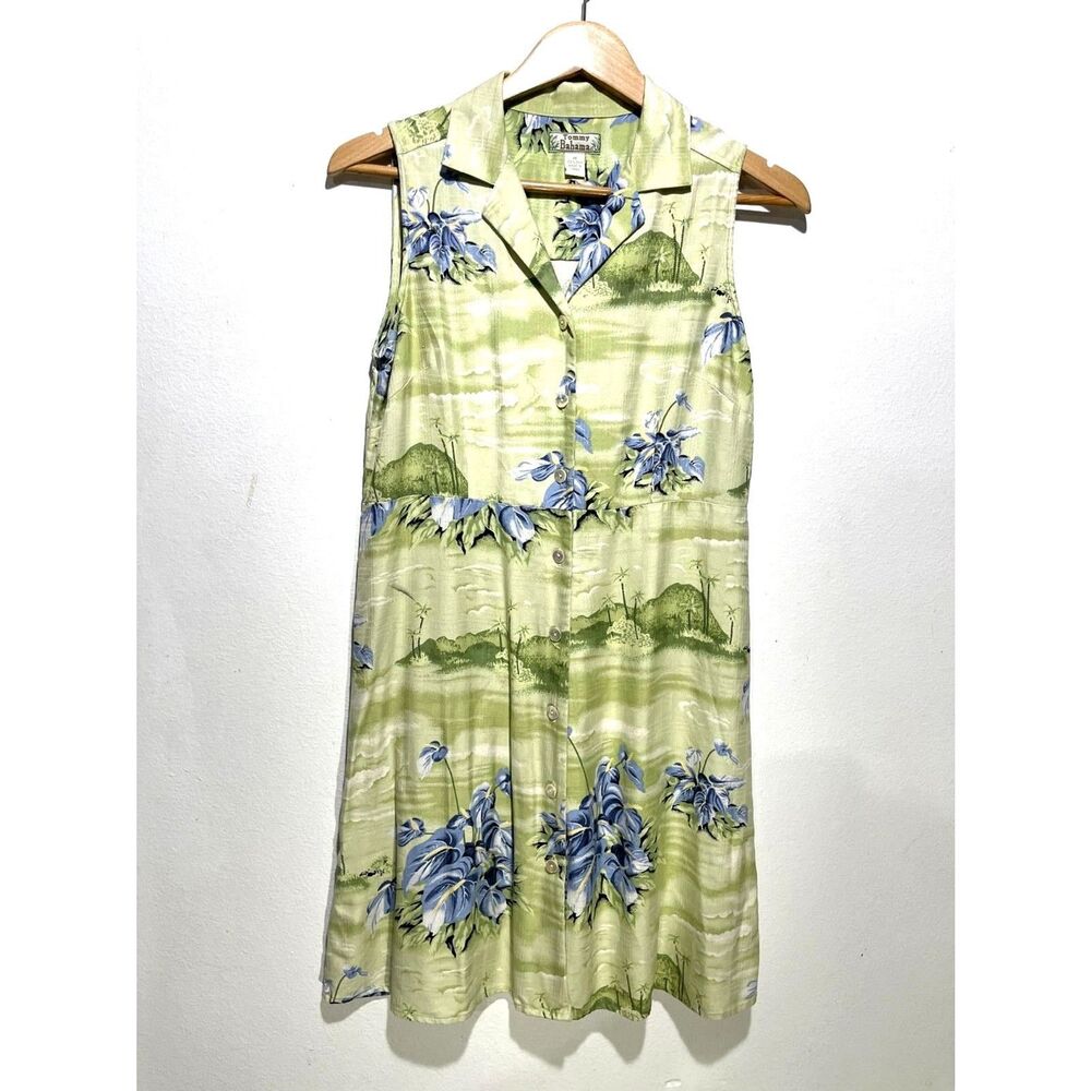 Tommy Bahama silk shirt dress tropical beach vacation resort green women10